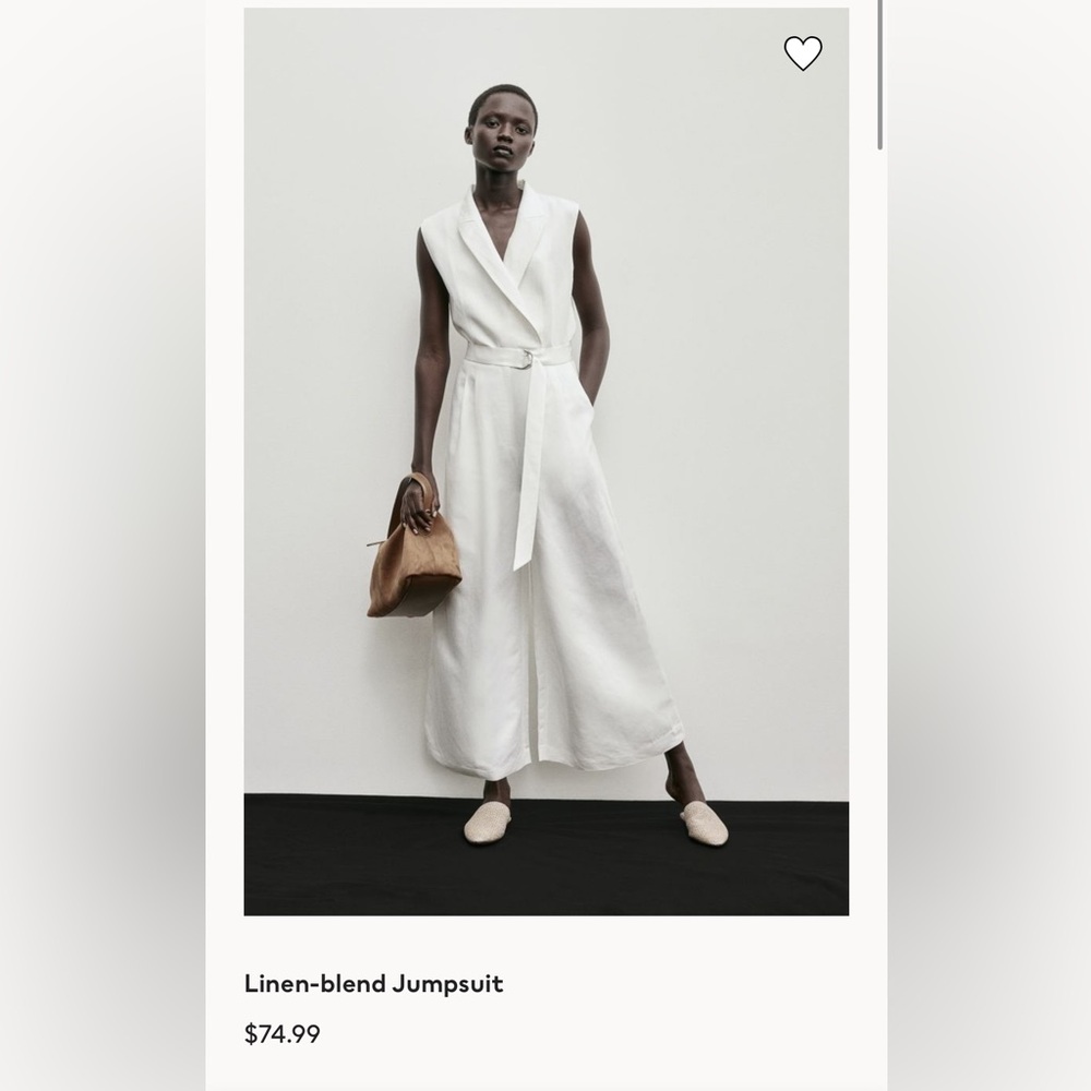 H and M white linen jumpsuit size small NWT